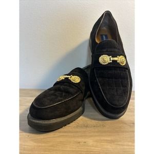 Men's Black Suede Loafers by Giorgio Brutini Size 8.5 M with‎ Gold Accent